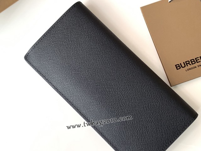 Burberry專門店新款西裝夾錢包 巴寶莉黑色小牛皮對折長夾 yxb1021